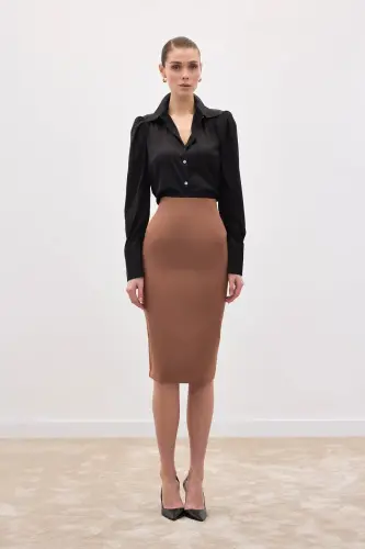 Düz Kalem Etek - Camel-CAMEL - 4