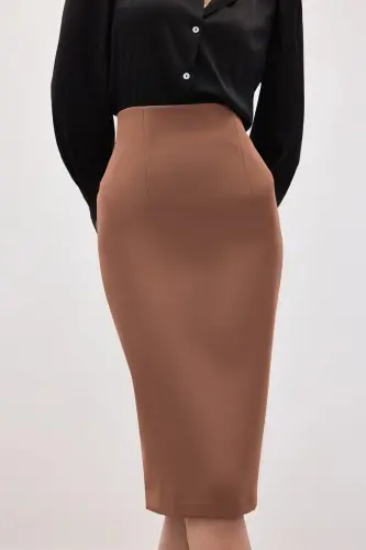 Düz Kalem Etek - Camel-CAMEL - 7