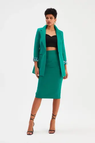 Düz Kalem Etek - Zümrüt-ZÜMRÜT - 2