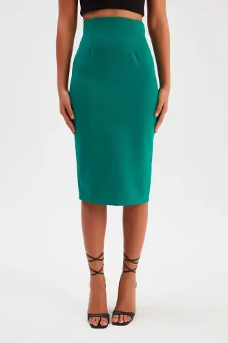 Düz Kalem Etek - Zümrüt-ZÜMRÜT - 4