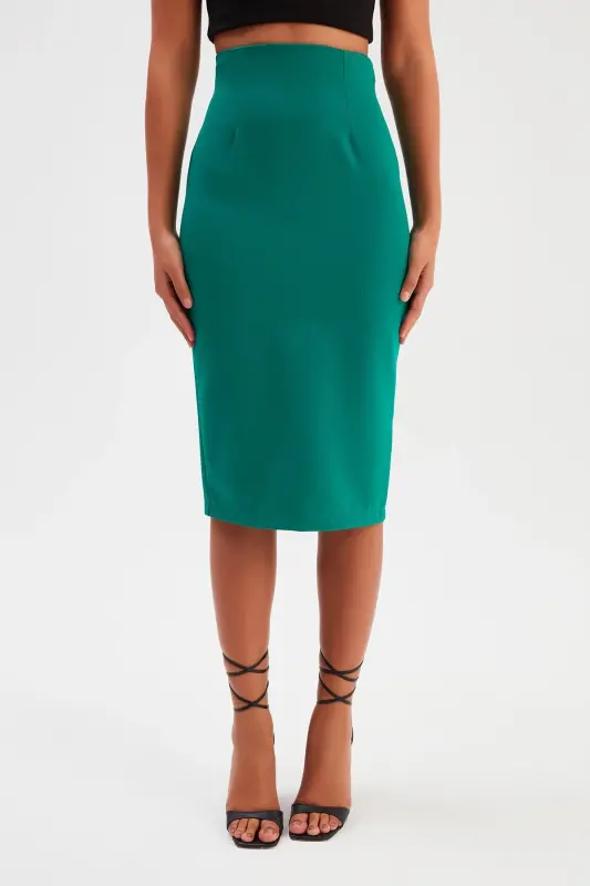 Düz Kalem Etek - Zümrüt-ZÜMRÜT - 4