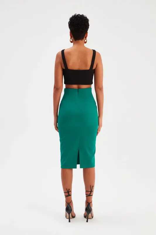 Düz Kalem Etek - Zümrüt-ZÜMRÜT - 5