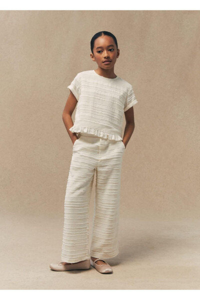 Düz kesim dokuma pantolon - Ekrü - MANGO KIDS