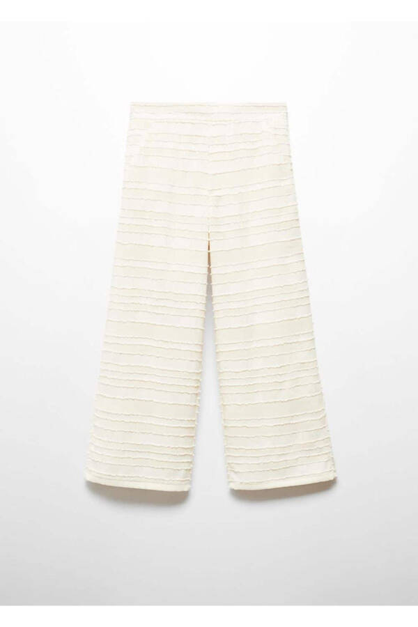 Düz kesim dokuma pantolon - Ekrü - 3