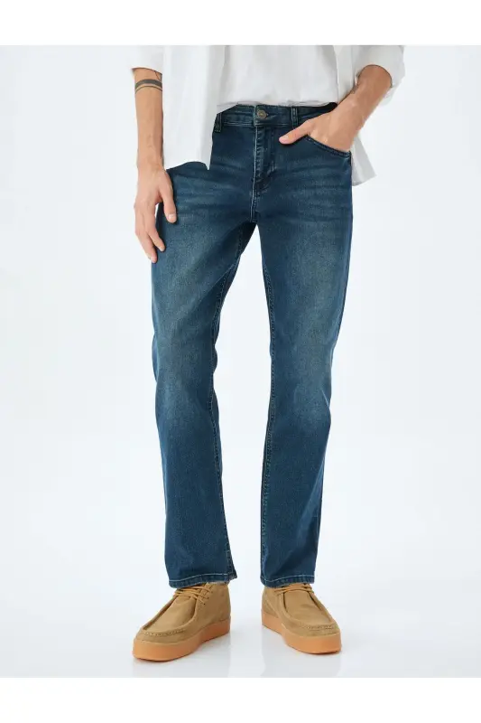 Straight Fit Kot Pantolon - Mark Jean - İndigo - Taş - 3