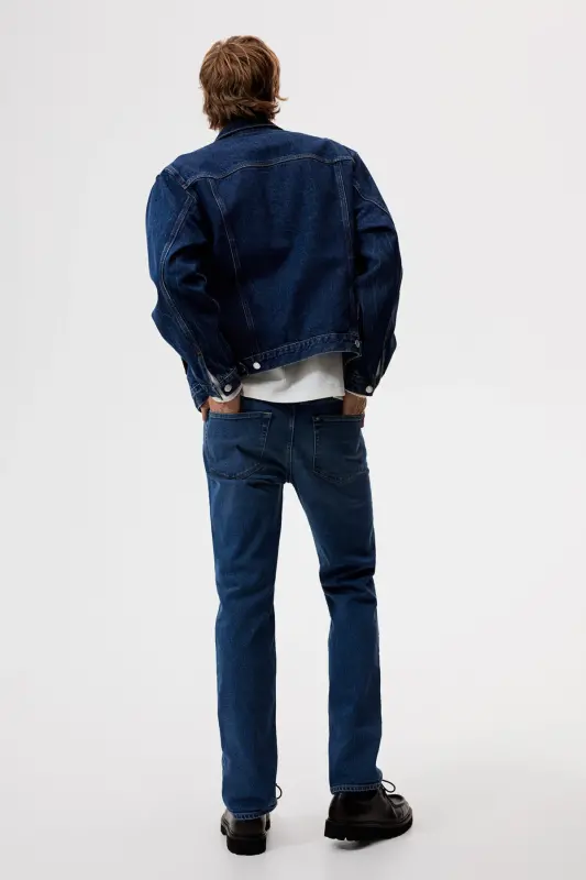 Straight Regular Jeans-Koyu kot mavisi - 3