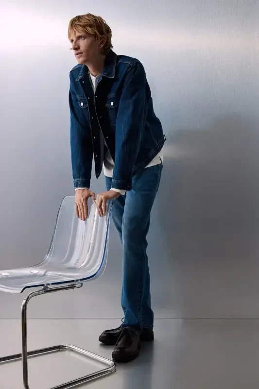 Straight Regular Jeans-Koyu kot mavisi - 5