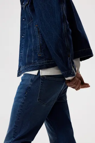 Straight Regular Jeans - Koyu kot mavisi - 7