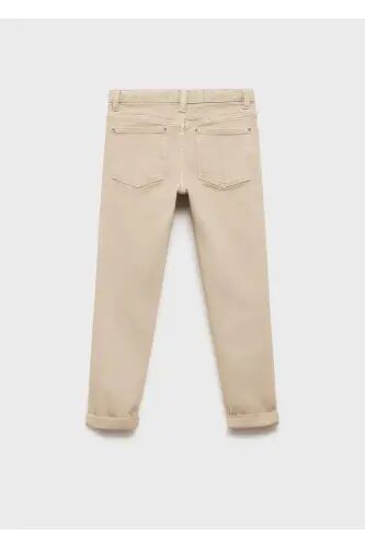 Düz kesim pamuklu pantolon - Orta Kahverengi - mango kids (1)