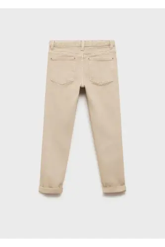 Düz kesim pamuklu pantolon - Orta Kahverengi - MANGO KIDS (1)