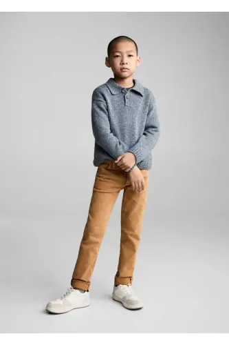 Düz kesim pamuklu pantolon - Tütün Kahvesi - mango kids (1)