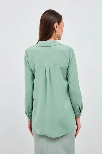 Düz Klasik Gömlek - Mint-MİNT - 6