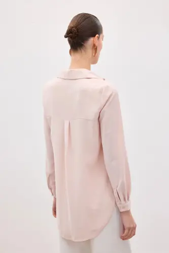 Düz Klasik Gömlek - Pudra-Pudra - 7