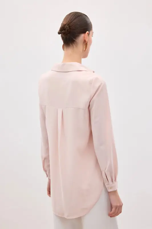 Düz Klasik Gömlek - Pudra-Pudra - 7