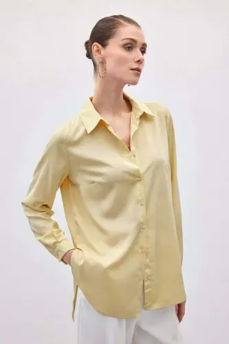 Düz Klasik Gömlek - Sarı-Sarı - 4