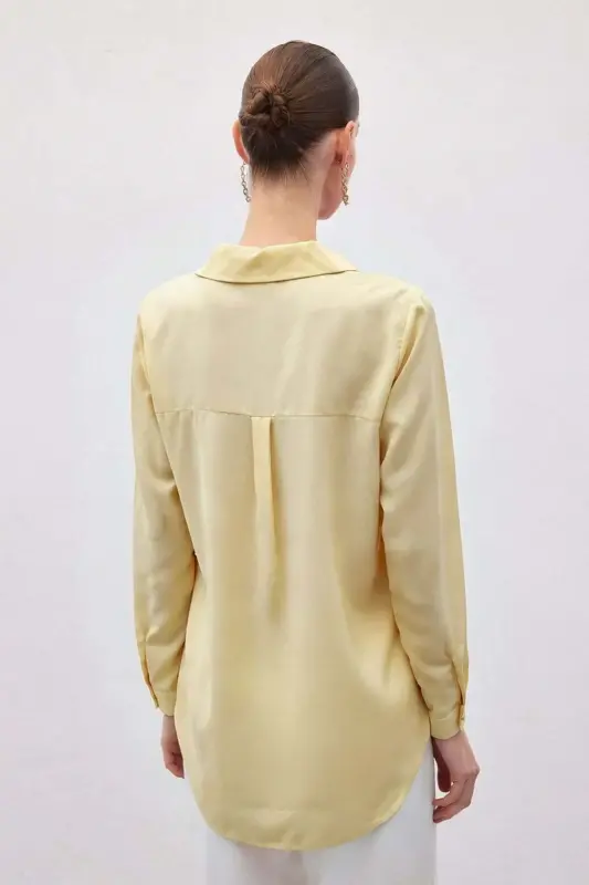 Düz Klasik Gömlek - Sarı-Sarı - 5