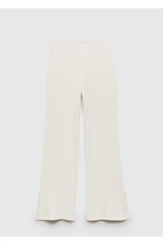 Düz kroşe pantolon - Ekrü - 3