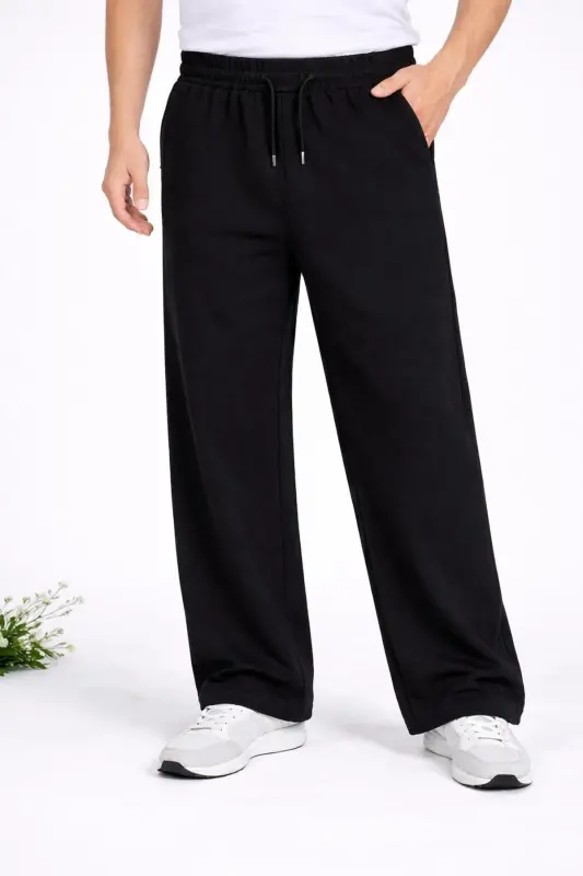Düz paça baggy eşofman altı - düzsiyahbaggy - 1
