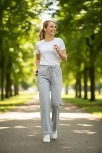 Düz Paça Beli Lastikli İpli Günlük Spor Eşofman Altı Rahat Fit - Gri - 3