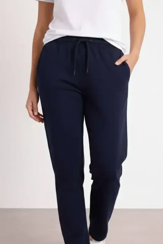 Düz Paça Beli Lastikli İpli Günlük Spor Eşofman Altı Rahat Fit - Lacivert - 3