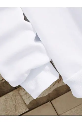 Düz renk kız/erkek çocuk kışlık Sweatshirt - Beyaz 