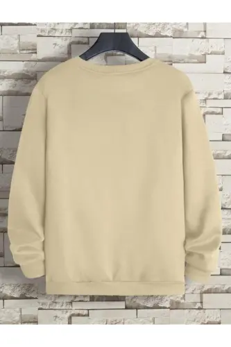 Düz renk kız/erkek çocuk kışlık Sweatshirt - Bej - SERAYS MODA (1)