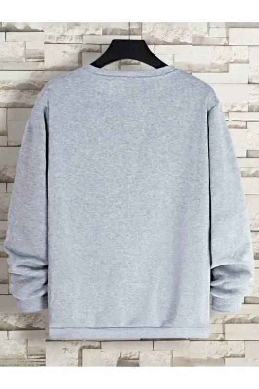 Düz renk kız/erkek çocuk kışlık Sweatshirt - Gri - 2