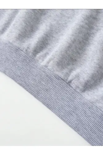 Düz renk kız/erkek çocuk kışlık Sweatshirt - Gri - 4