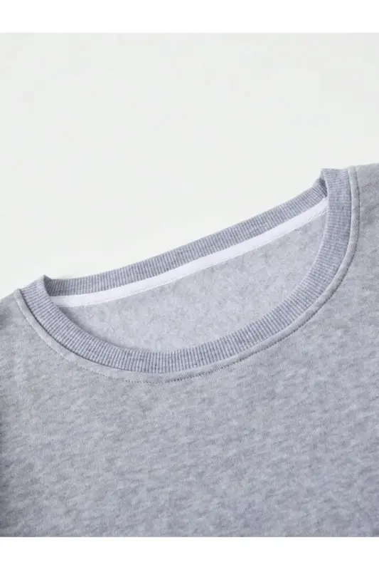 Düz renk kız/erkek çocuk kışlık Sweatshirt - Gri - 7