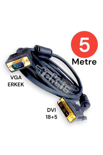 Dvi 18+5 Erkek To Vga Erkek Kablo 5 Metre - 1