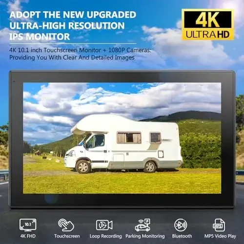 DVKNM 4K RV Zaxira Kamerasi Tizimi 10.1