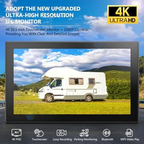 DVKNM 4K RV Zaxira Kamerasi Tizimi 10.1