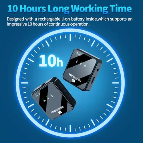 Двойной мини-беспроводной микрофон USB C & Lightning для iPhone, Android-смартфона, ноутбука, шумоподавляющий миниатюрный петличный микрофон для видеозаписи, TikTok, микрофон с лацканным зажимом plug-and-play (10 часов работы от батареи) - MerriVibe (1)