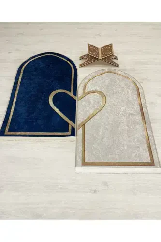 Двойной молитвенный коврик 75x125 СИНИЙ - БЕЖ - Синий - 3