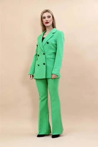 Двубортный блейзер с английским воротником & Брюки-клеш - Изумрудный - 1034530 - Светло-зеленый - 5