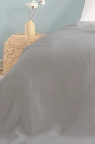 Двуспальное Серое Покрывало В Клетку. Покрывало Для Отеля В Клетку 200 X 230-Серое - 3