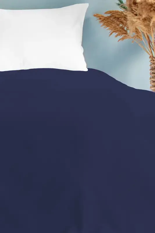 Двуспальное темно-синее вафельное покрывало в клетку, вафельное гостиничное покрывало в клетку 200x230 - темно-синее - 2