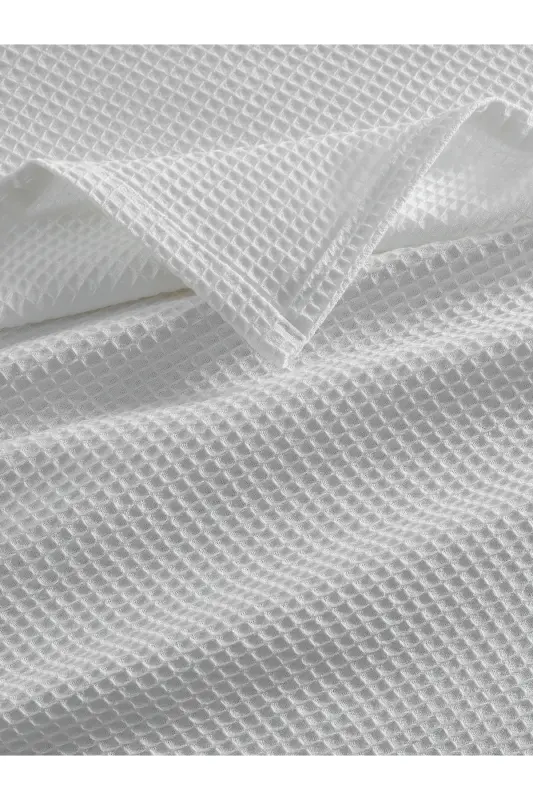 Двуспальное вафельное покрывало Pike, роскошное, как в отеле, белое - 6