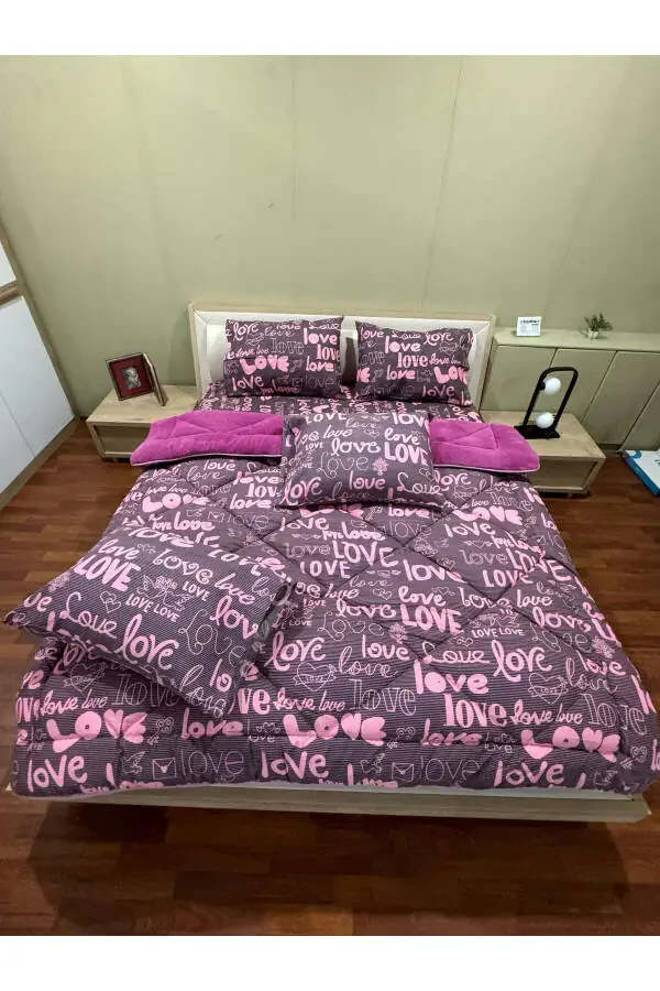 Двуспальный пушистый комплект для сна Welsoft (с простыней на резинке) Фиолетовая любовь - 3