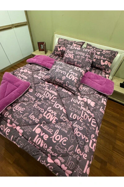 Двуспальный пушистый комплект для сна Welsoft (с простыней на резинке) Фиолетовая любовь - 4