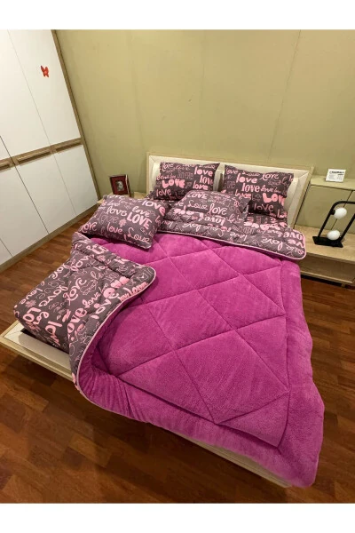 Двуспальный пушистый комплект для сна Welsoft (с простыней на резинке) Фиолетовая любовь - 6