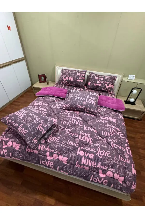 Двуспальный пушистый комплект для сна Welsoft (с простыней на резинке) Фиолетовая любовь - 7