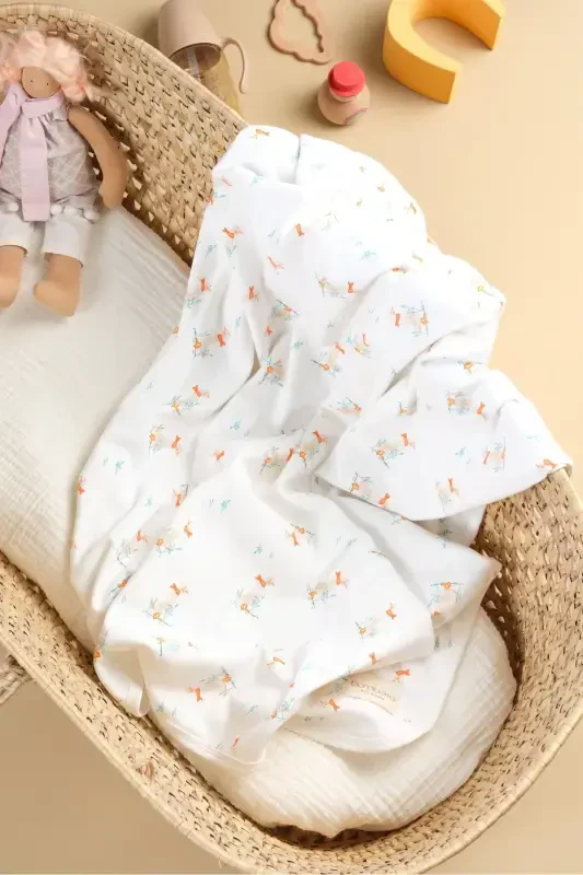 Двустороннее интерлочное покрывало и одеяло 100% хлопок, сертифицированное Oeko-Tex, 100 X 85 см - Гусь - 1