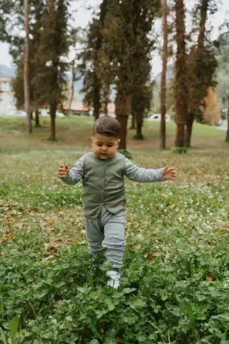 Двусторонний детский жилет из органического хлопка - зеленый? - 1