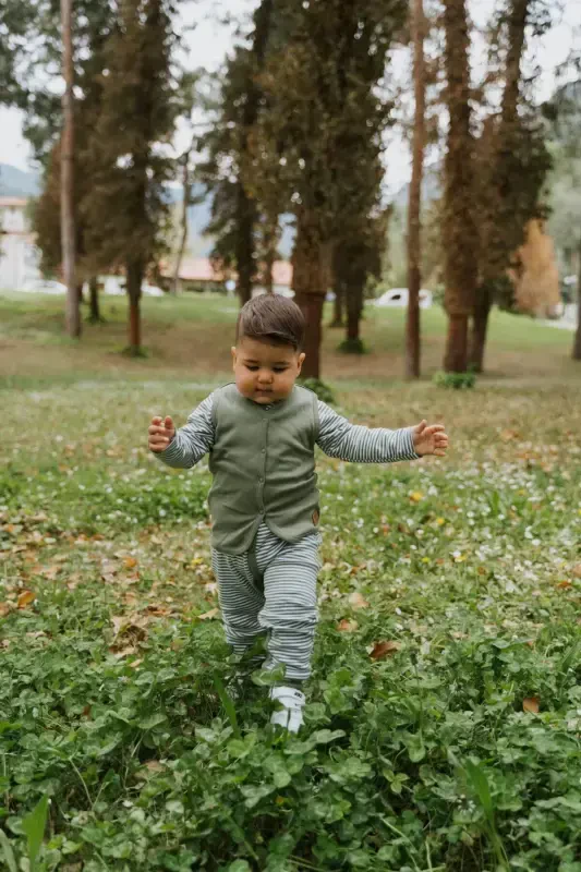 Двусторонний детский жилет из органического хлопка - зеленый? - 1