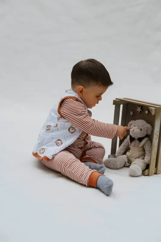 Двусторонний детский жилет Органический хлопок-коричневый? - 1