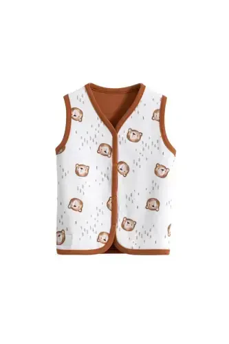 Двусторонний детский жилет Органический хлопок-коричневый? - 3