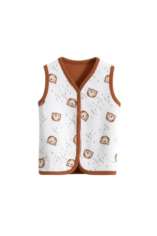 Двусторонний детский жилет Органический хлопок-коричневый? - 3