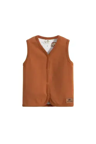 Двусторонний детский жилет Органический хлопок-коричневый? - 4