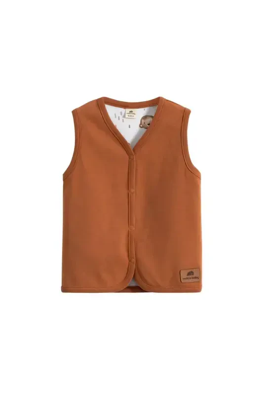 Двусторонний детский жилет Органический хлопок-коричневый? - 4